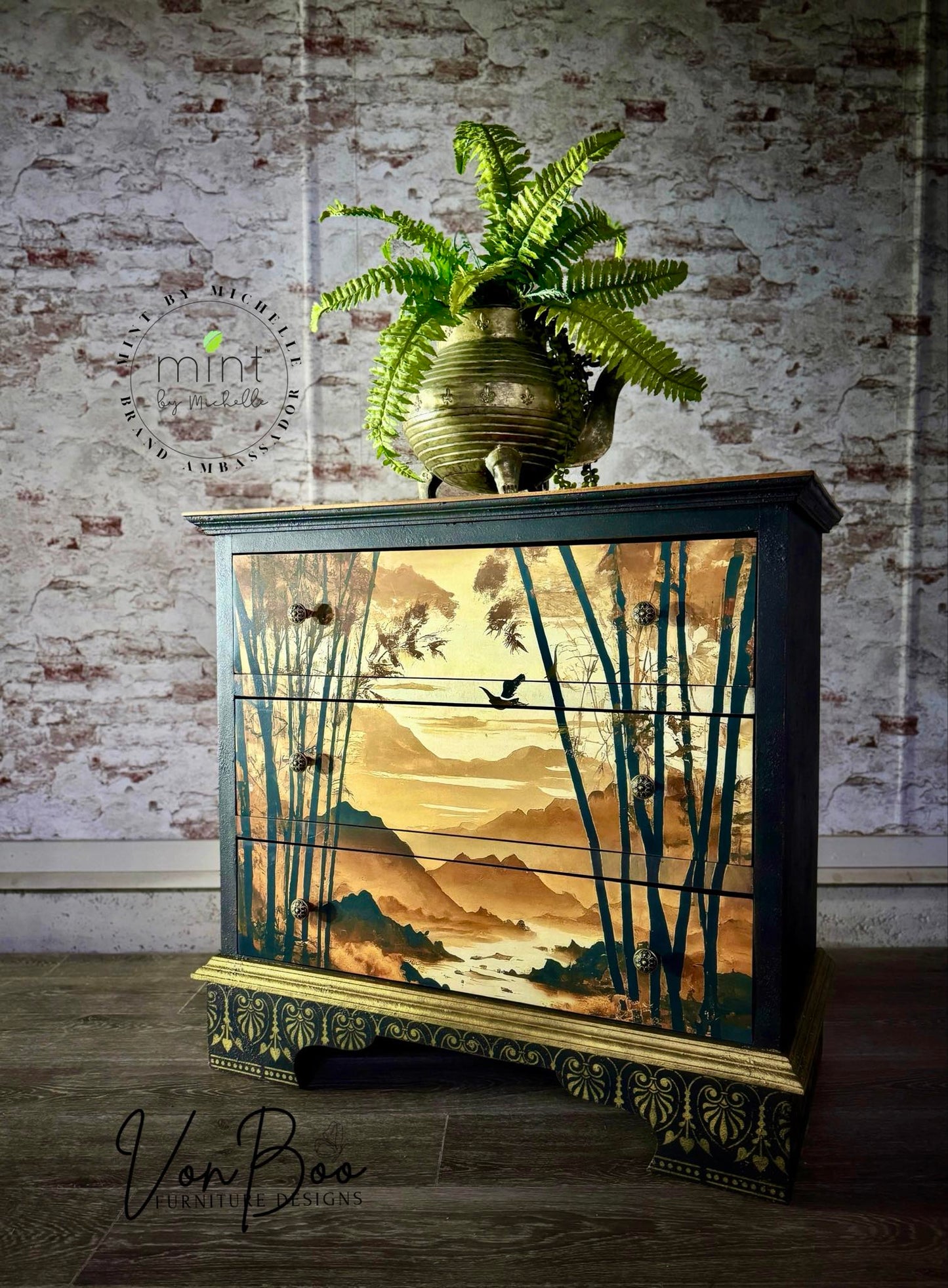 Mint Decoupage Paper | Golden Brown