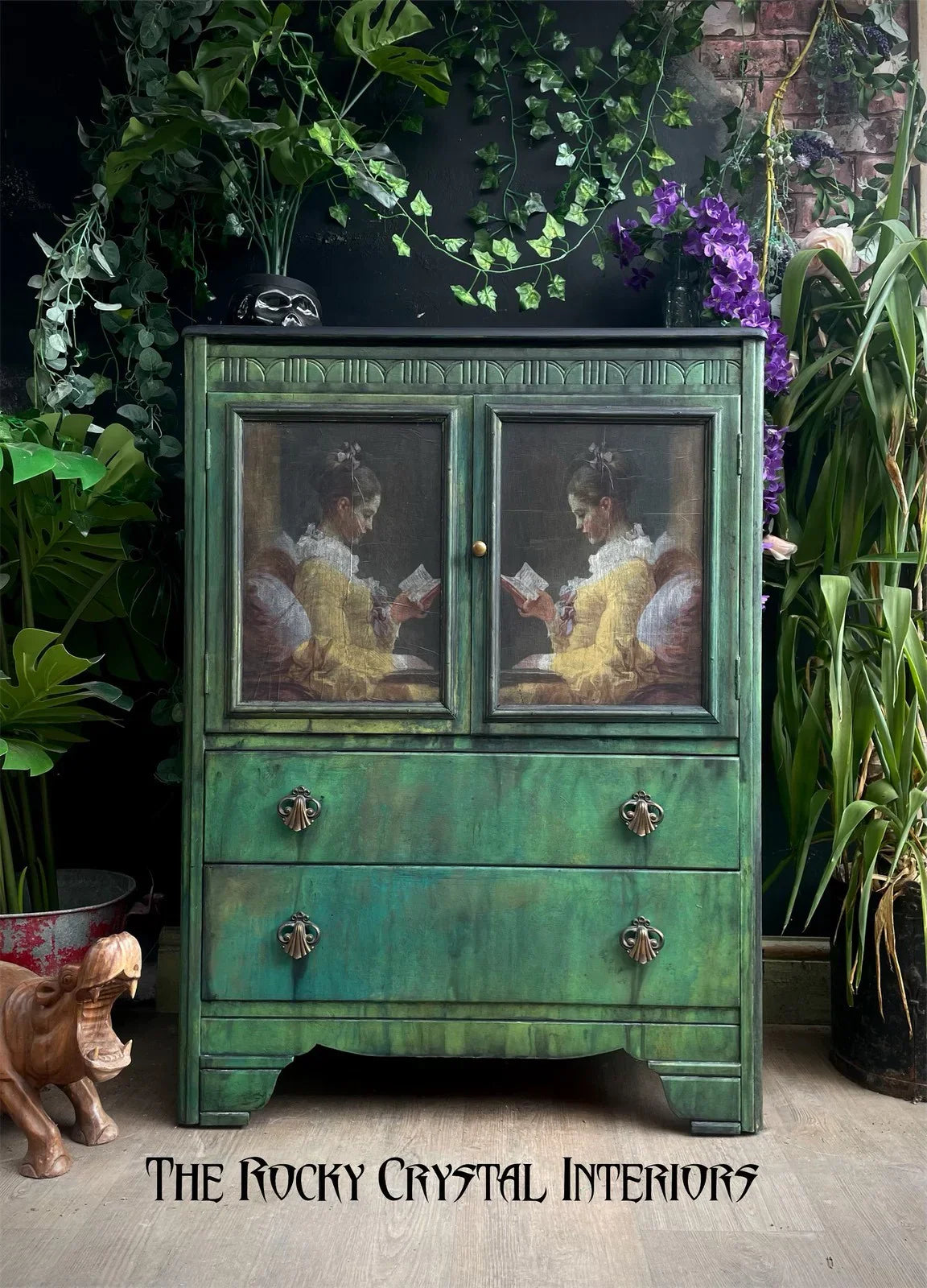 Mint Decoupage Paper | Young Girl Reading | REVERSED