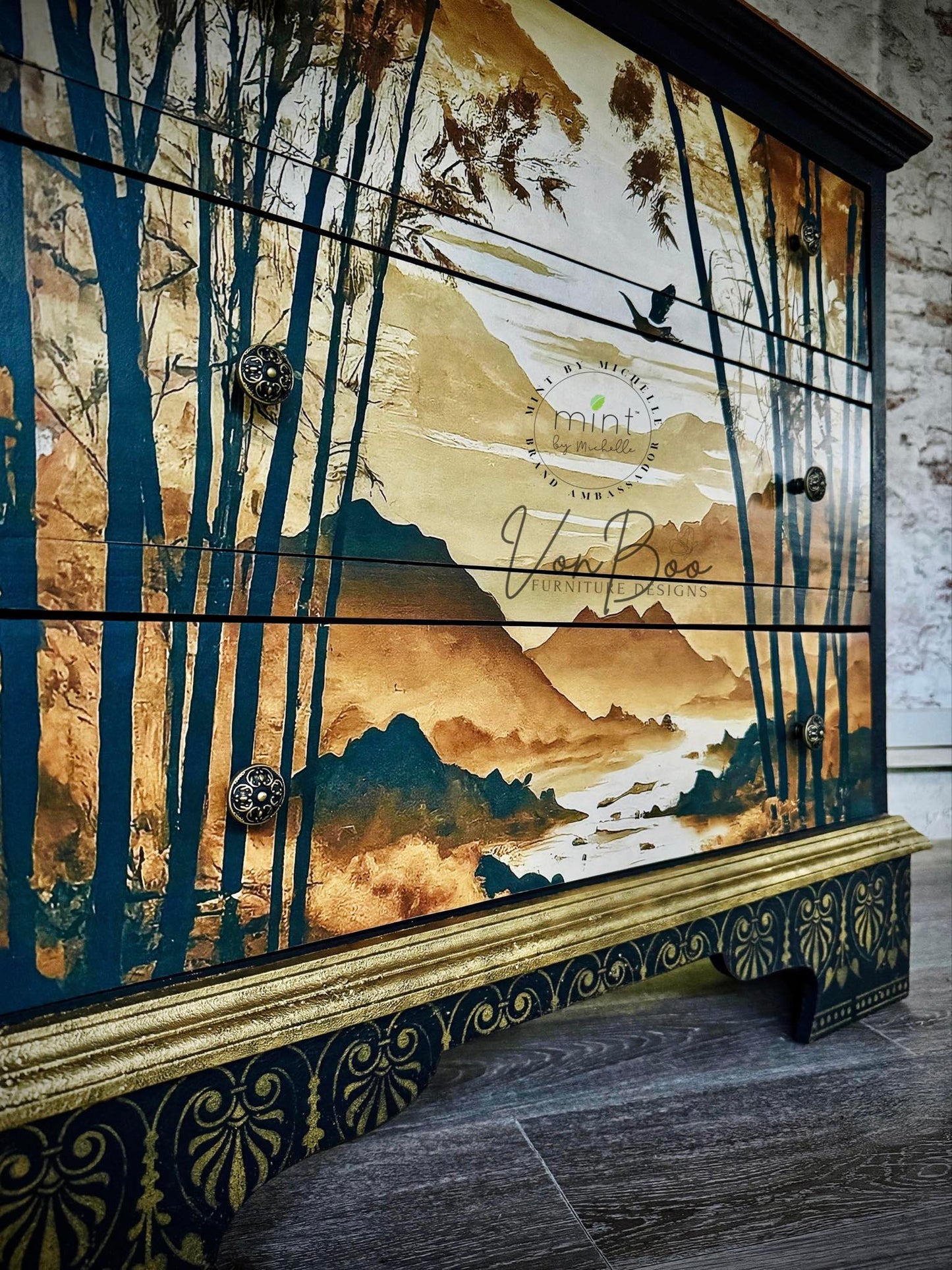 Mint Decoupage Paper | Golden Brown