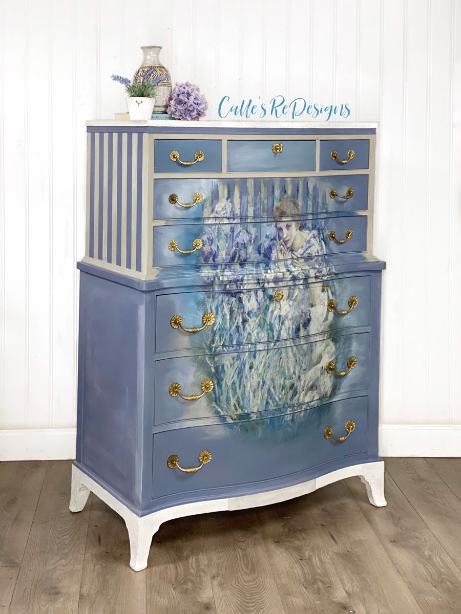 Mint Decoupage Paper | Woman With lillies