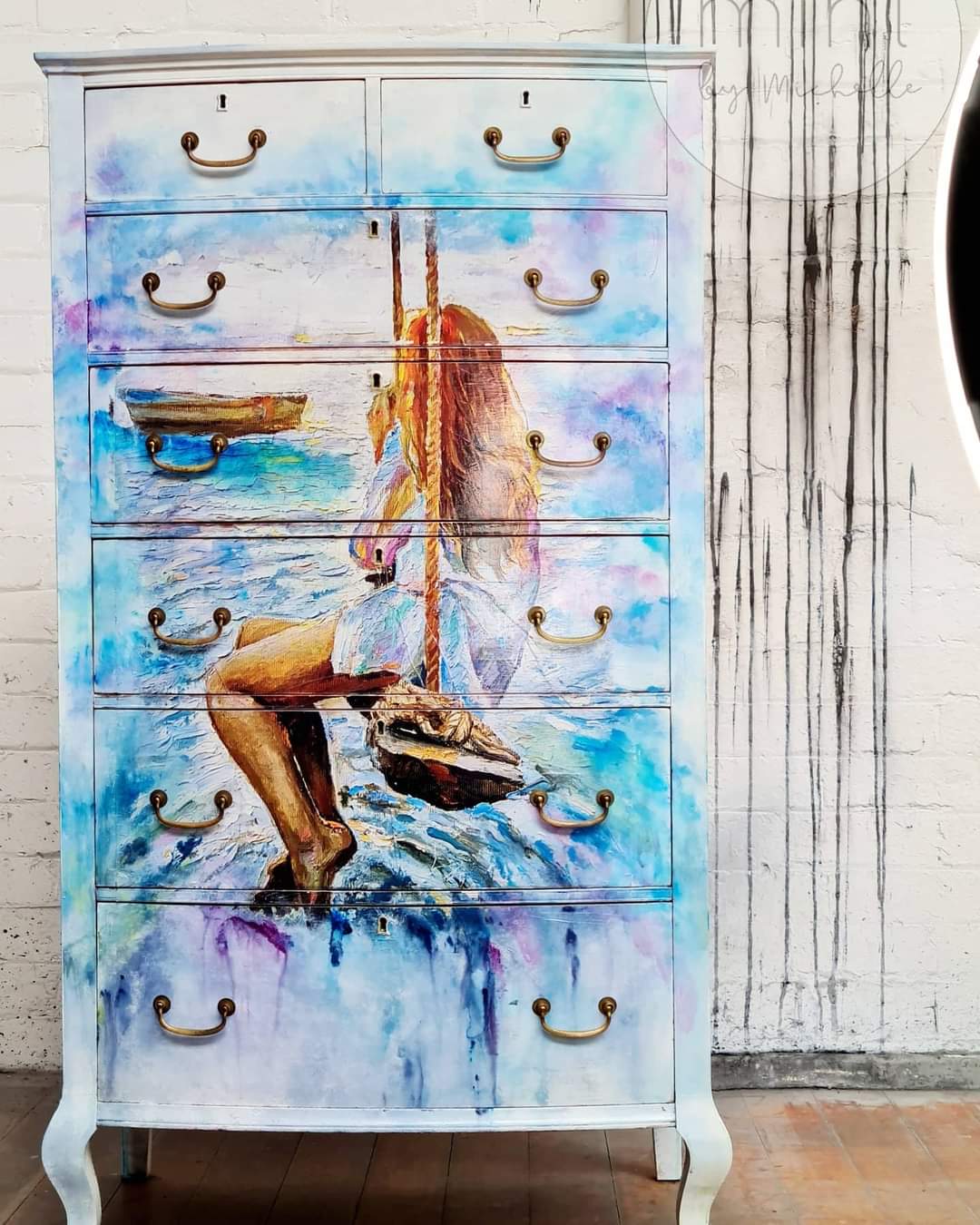 Mint Decoupage Paper | Girl On A Swing