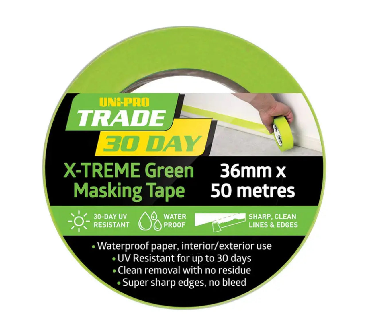 Uni-Pro Trade 30 Day X-TREME Green Masking Tape 50m