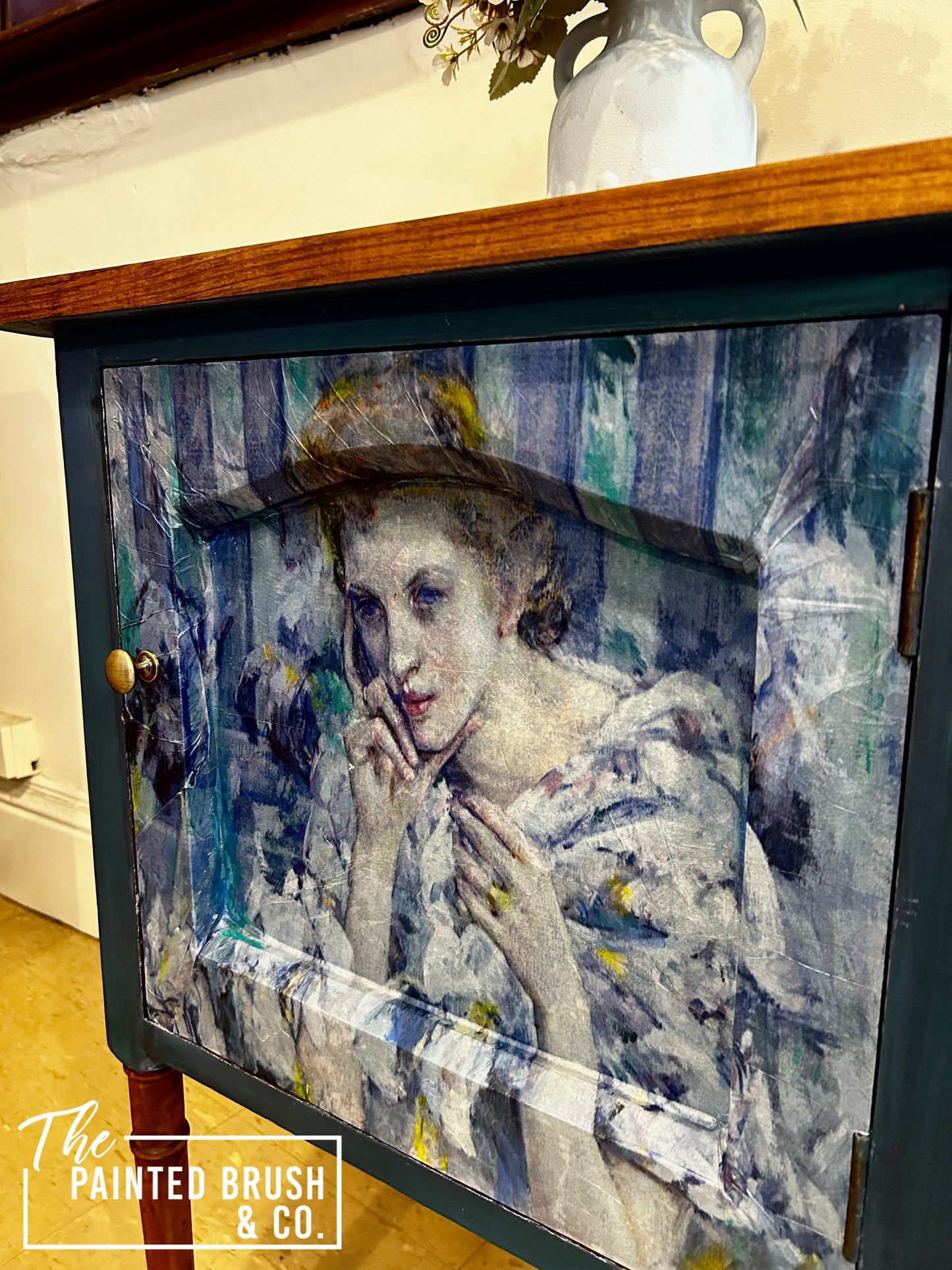 Mint Decoupage Paper | Woman With lillies