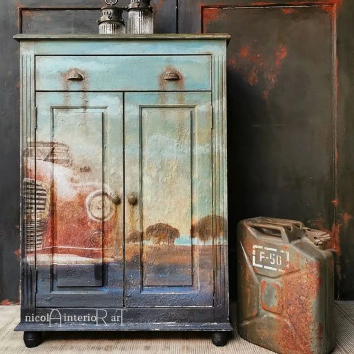 Mint Decoupage Paper | Vintage Car