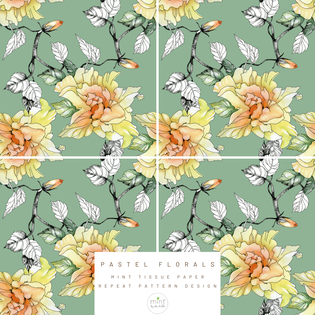 Mint Tissue Paper | Pastel Florals