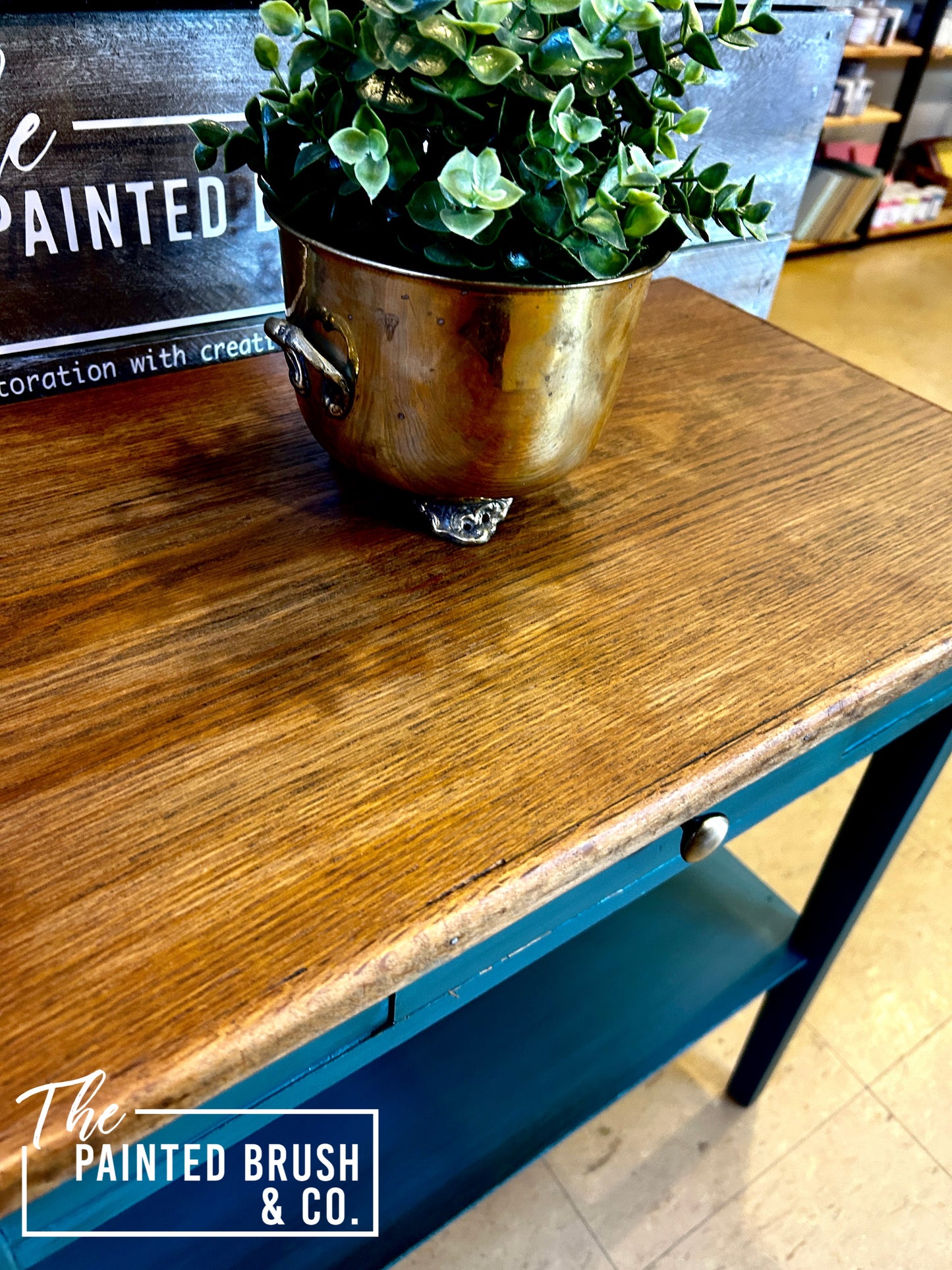 Peacock Green End Table