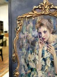 Mint Decoupage Paper | Woman With lillies