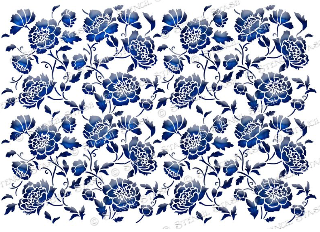 Peony Flower Pattern Stencil