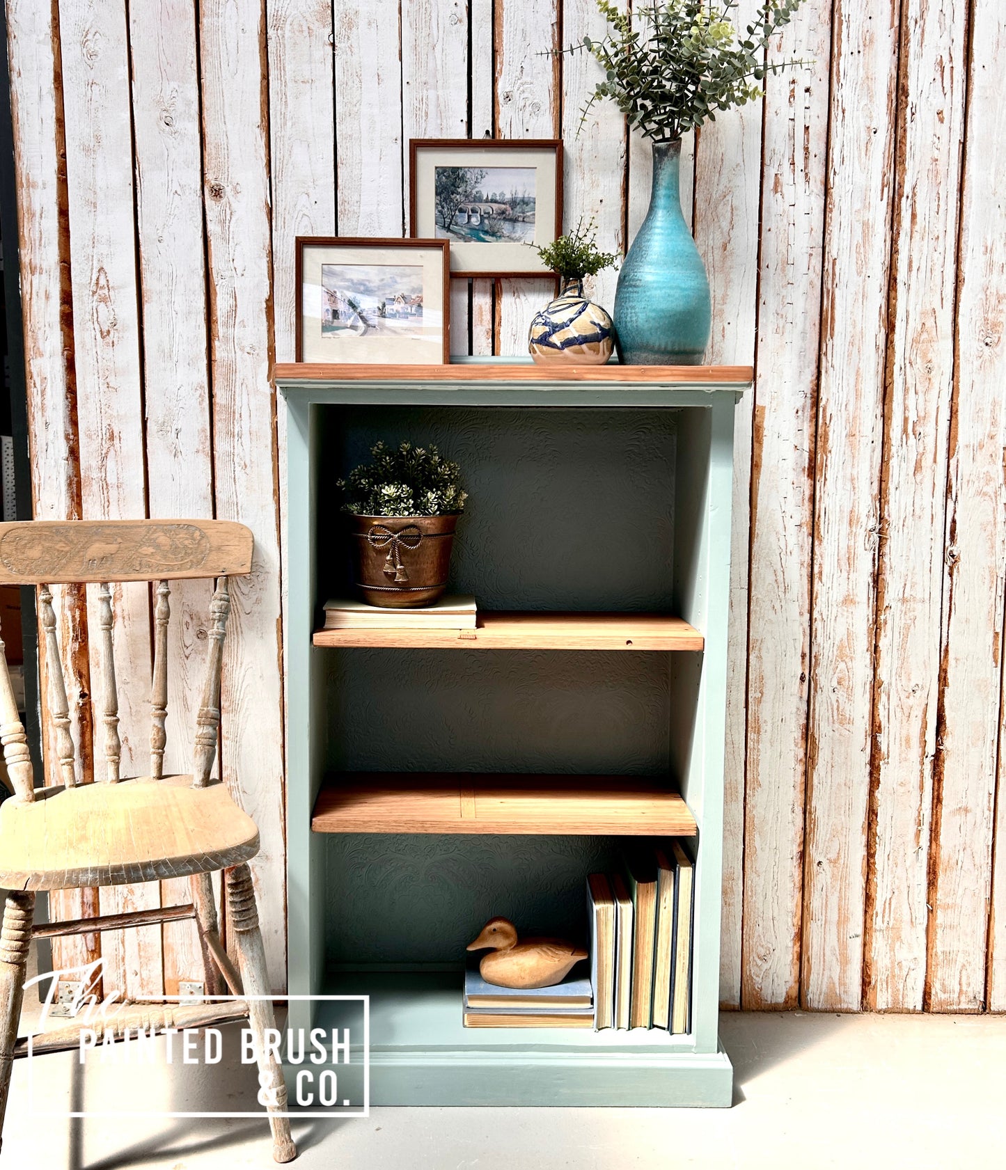 Pastel Blue & Timber Bookcase