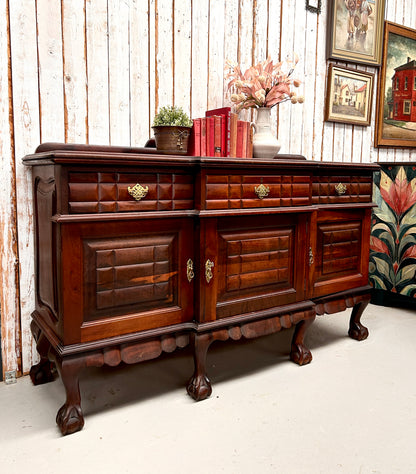Mahogany Jacobean Revival Sideboard with 6 ball & claw feet