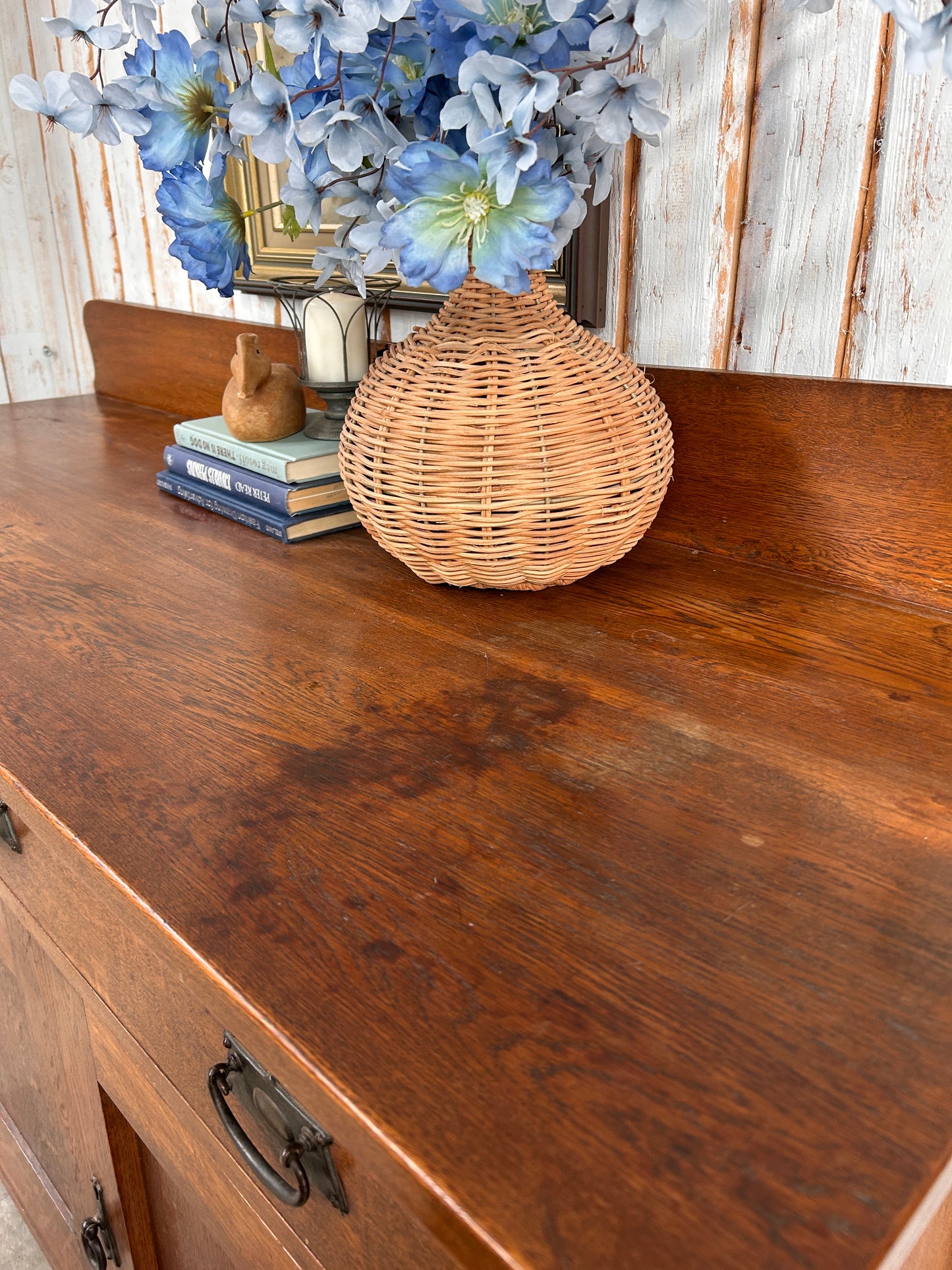 Antique H.F. Fischer Tiger Oak Sideboard