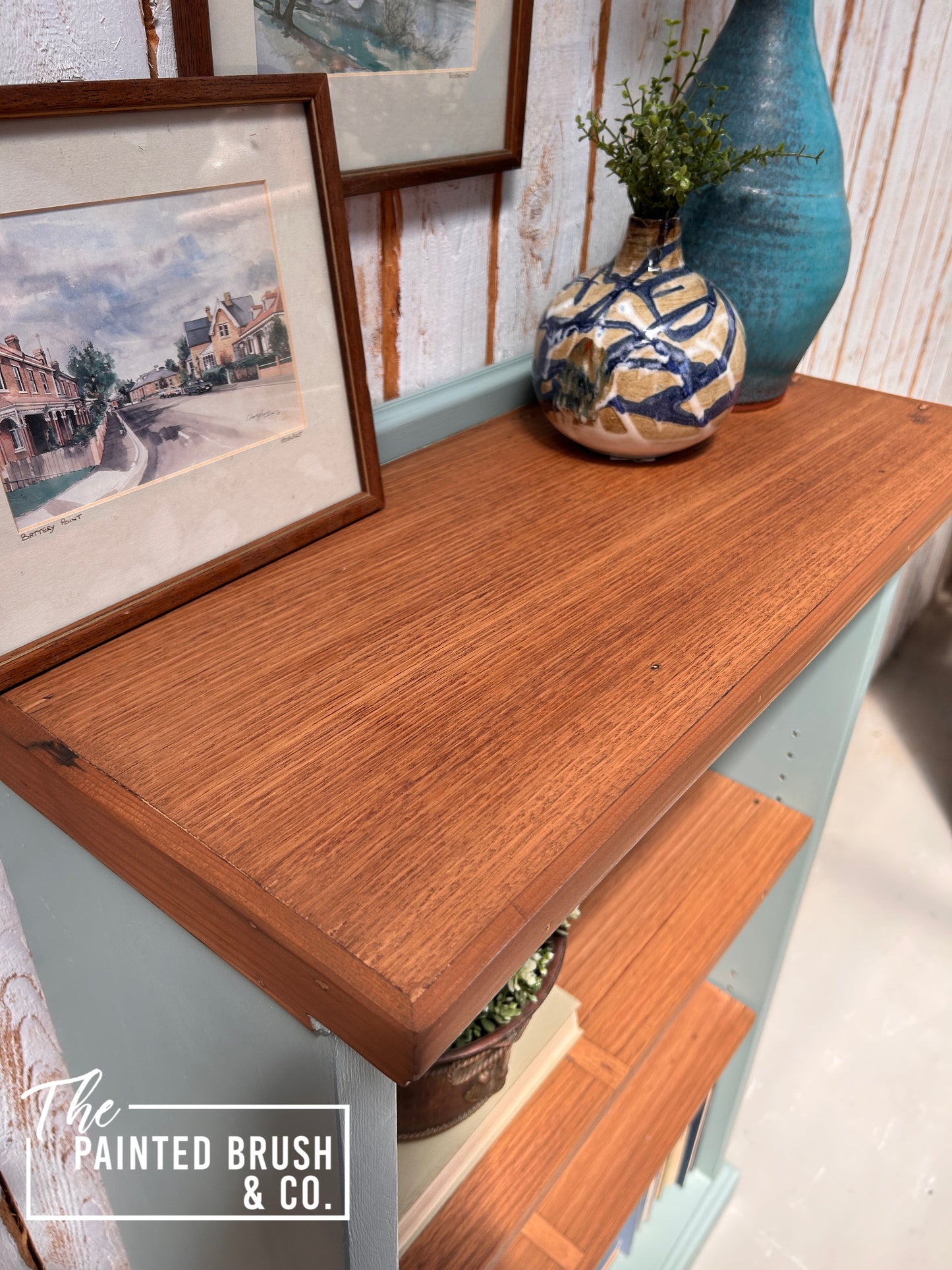 Pastel Blue & Timber Bookcase