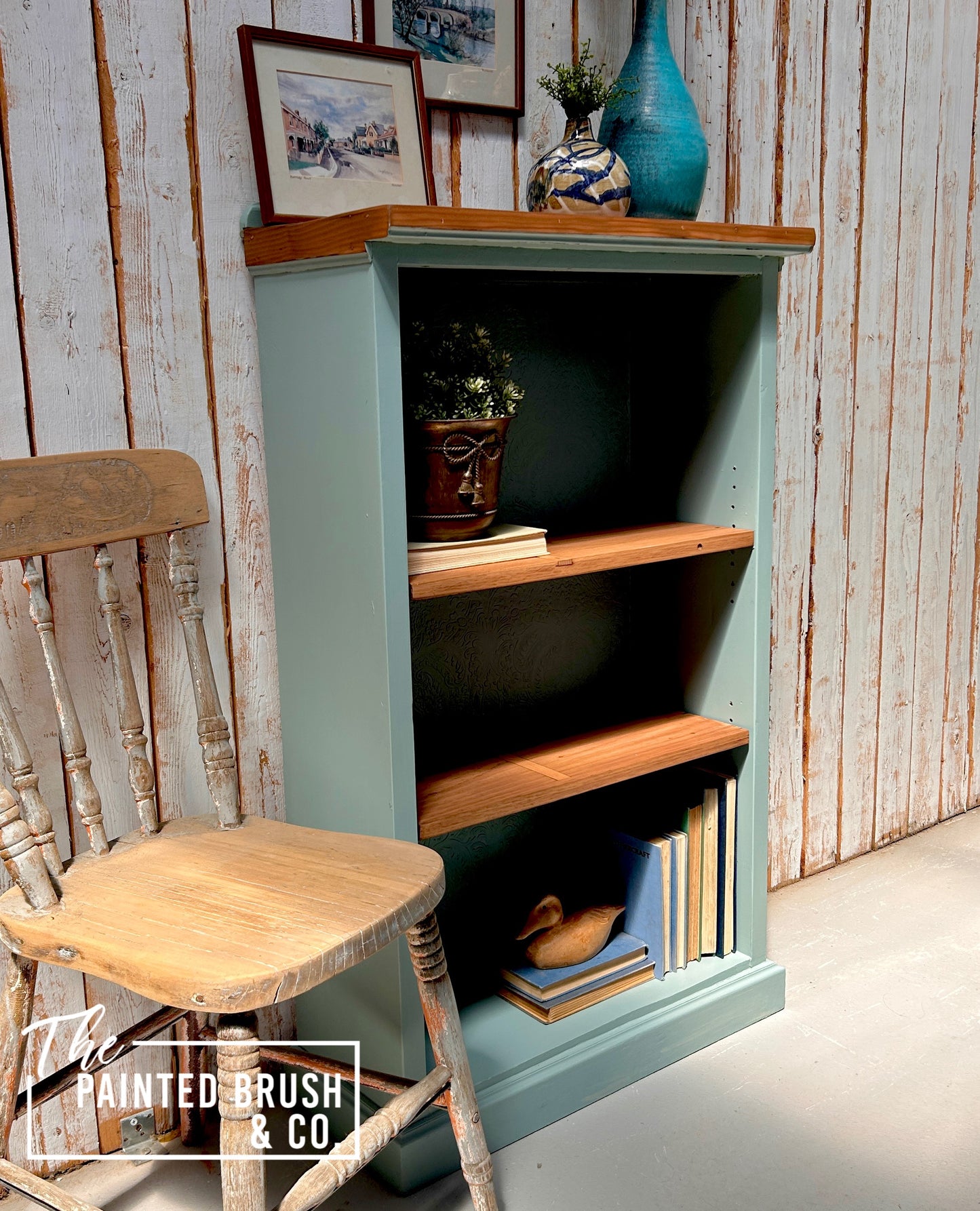 Pastel Blue & Timber Bookcase