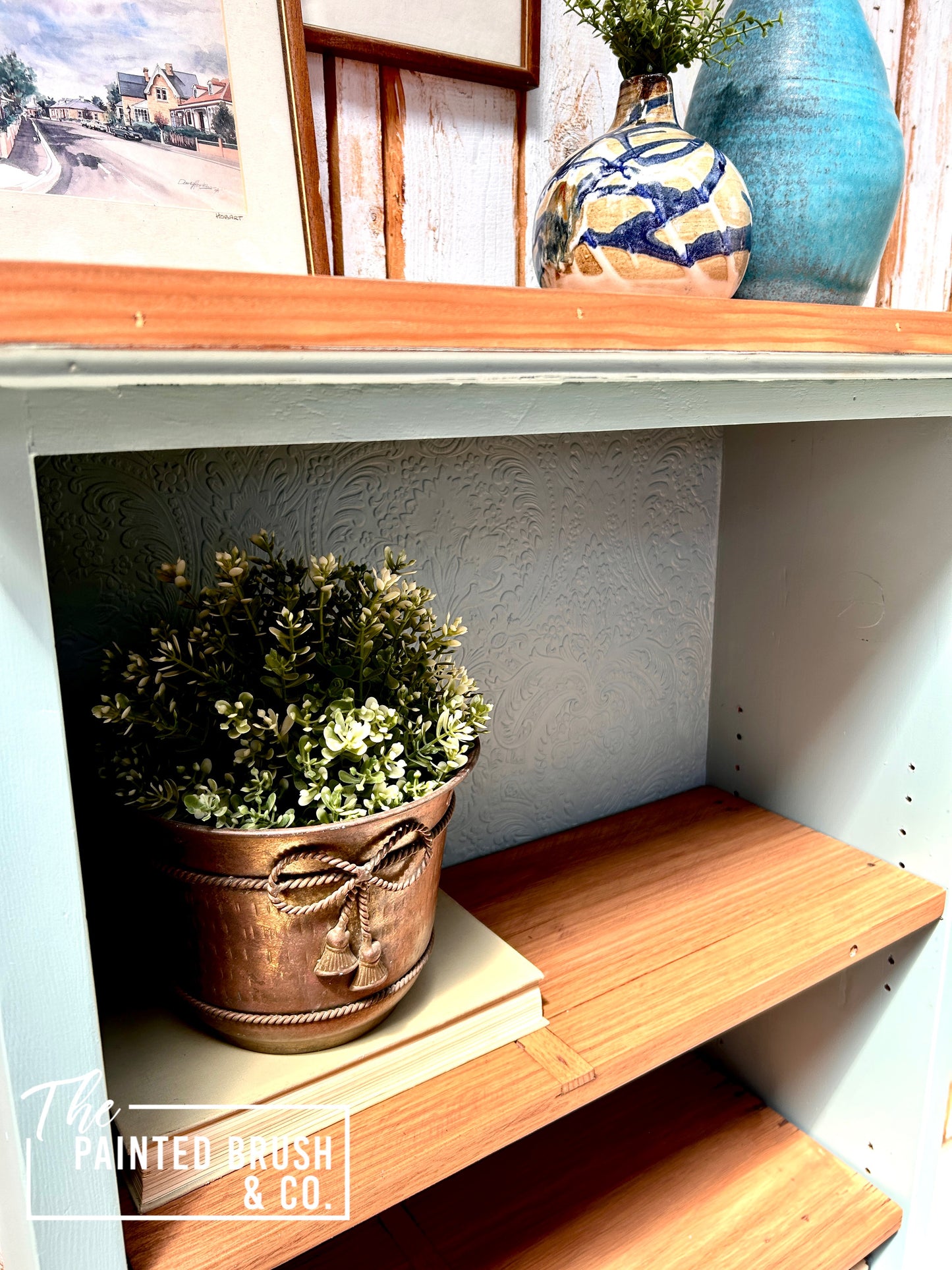 Pastel Blue & Timber Bookcase