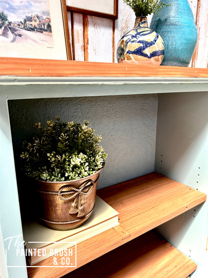 Pastel Blue & Timber Bookcase