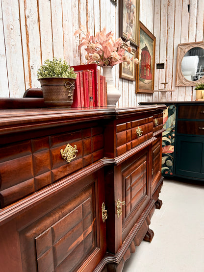 Mahogany Jacobean Revival Sideboard with 6 ball & claw feet