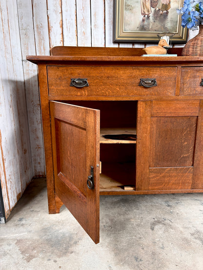 Antique H.F. Fischer Tiger Oak Sideboard