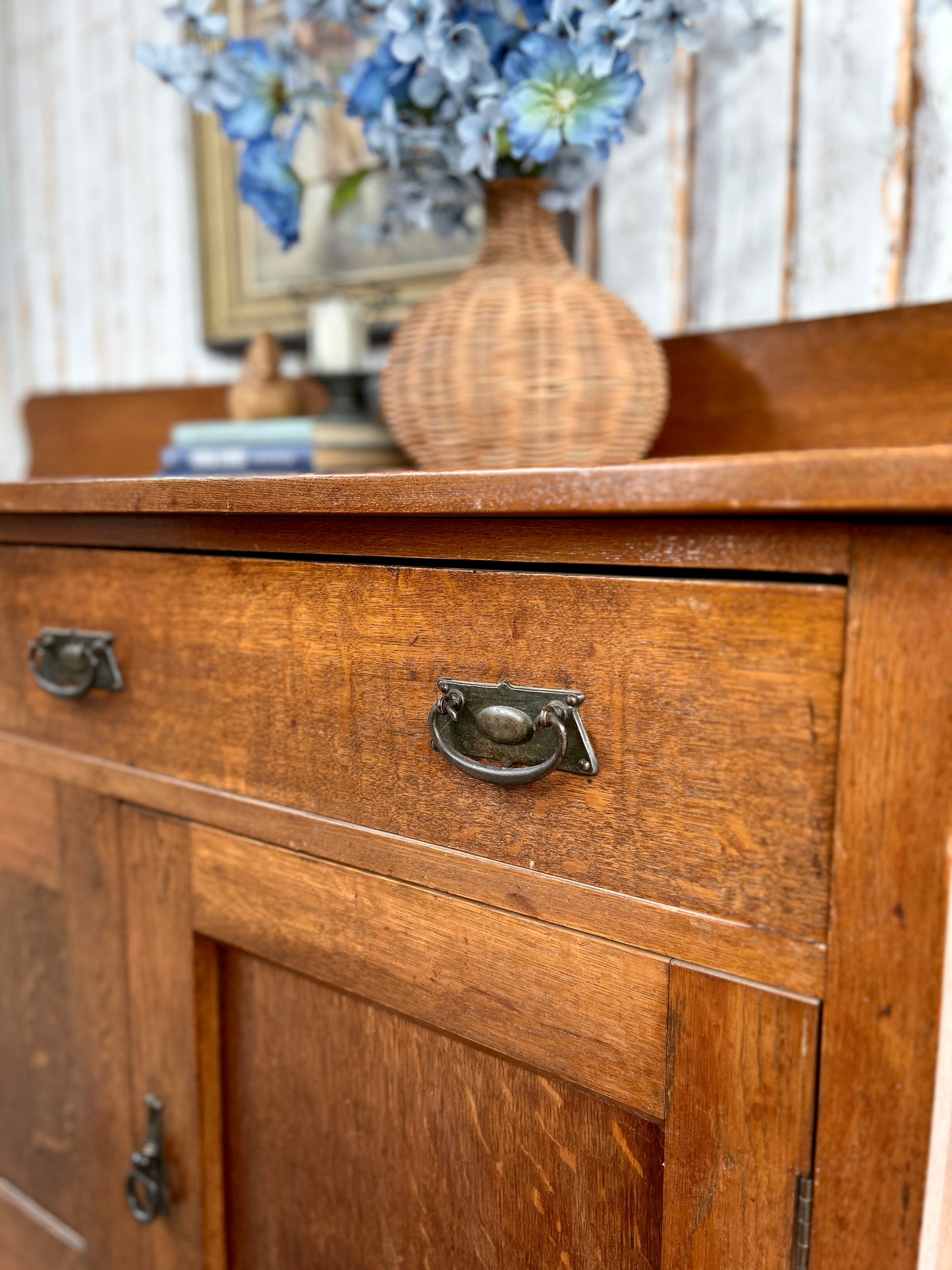 Antique H.F. Fischer Tiger Oak Sideboard