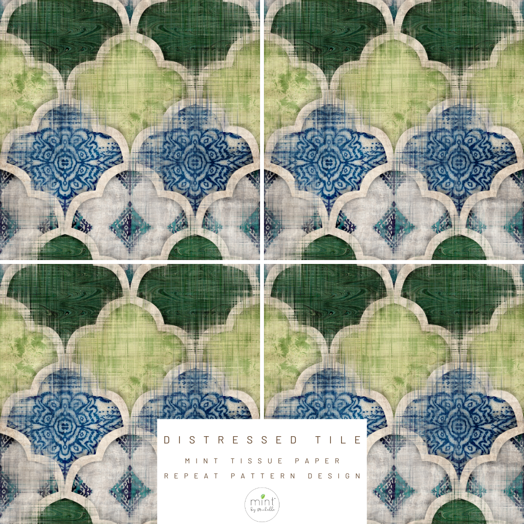 Mint Tissue Paper | Distressed Tile
