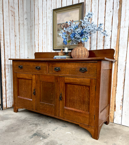 Antique H.F. Fischer Tiger Oak Sideboard