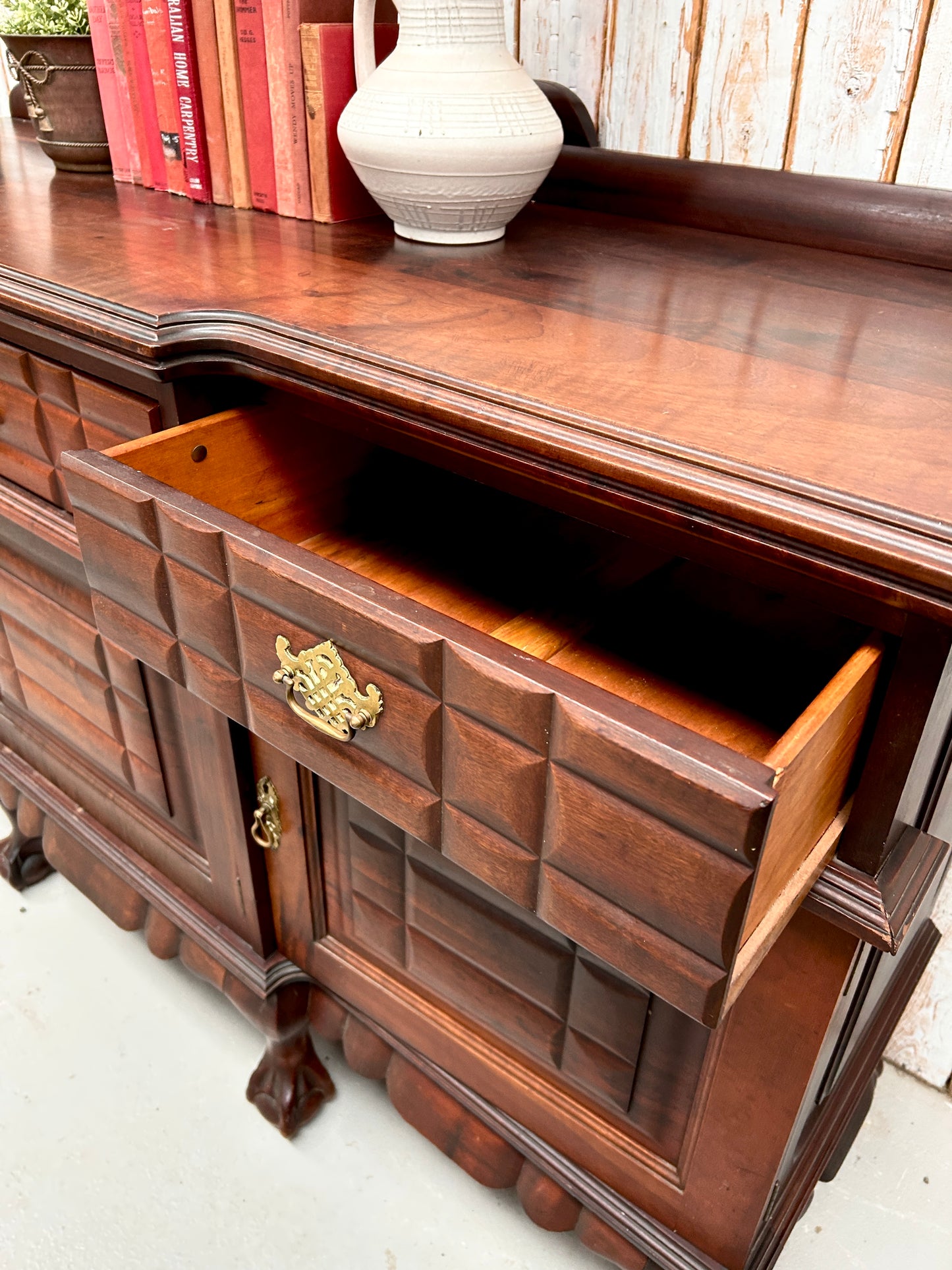 Mahogany Jacobean Revival Sideboard with 6 ball & claw feet