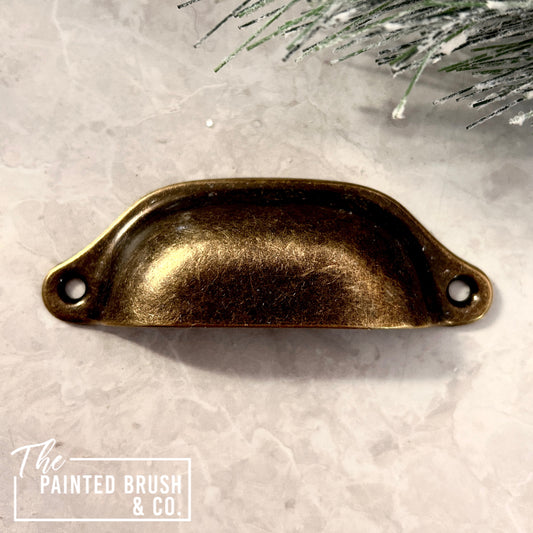 Antique Brass Shell Cup Handle - Estelle