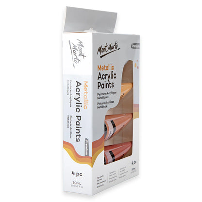 Mont Marte |  Metallic Acrylic Paint Set | 4pc x 50ml