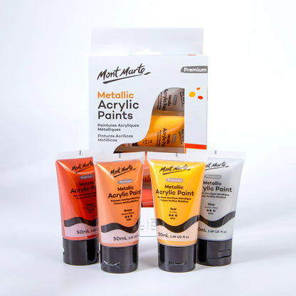 Mont Marte |  Metallic Acrylic Paint Set | 4pc x 50ml