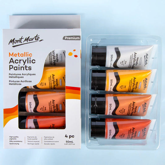 Mont Marte |  Metallic Acrylic Paint Set | 4pc x 50ml