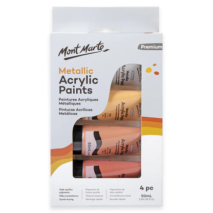 Mont Marte |  Metallic Acrylic Paint Set | 4pc x 50ml