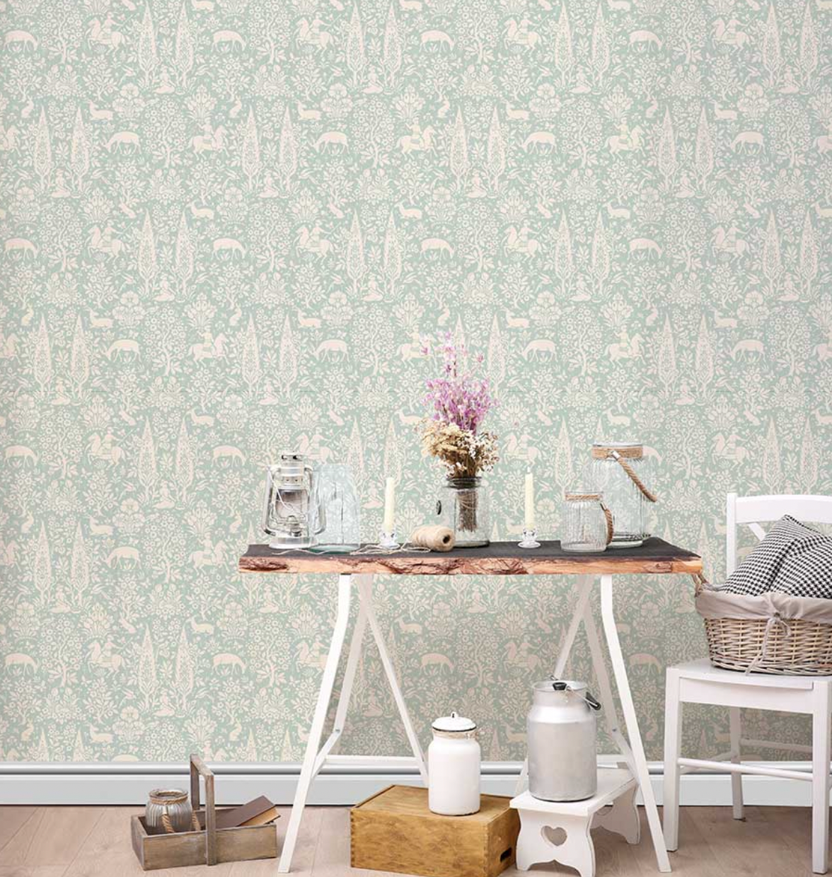 Wallpaper - Duck egg woodland - 1m