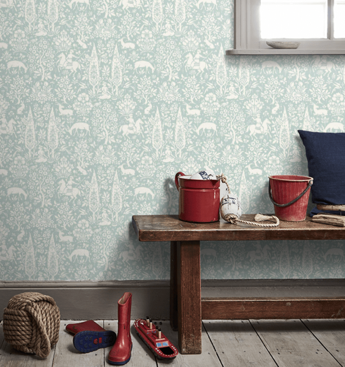 Wallpaper - Duck egg woodland - 1m