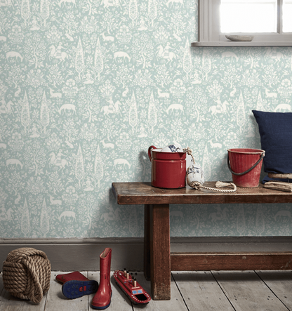 Wallpaper - Duck egg woodland - 1m