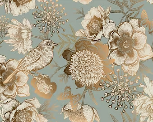 Mint Decoupage Paper | Foil Bird