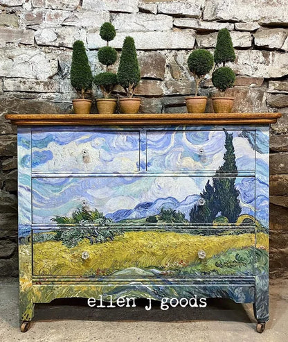 Mint Decoupage Paper | Wheatfields & Cypresses