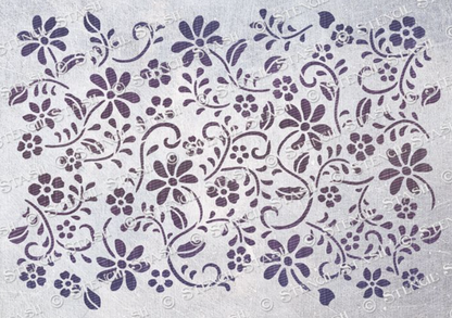 Meadow Flowers Repeat Pattern Stencil